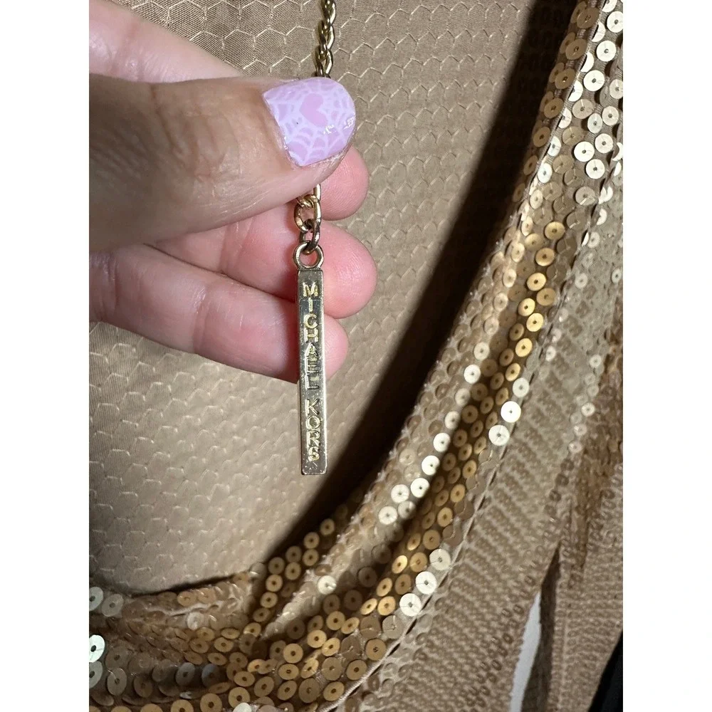 Michael Kors Gold Sequin‎ Long Sleeve Party Dress Cocktail Y2K